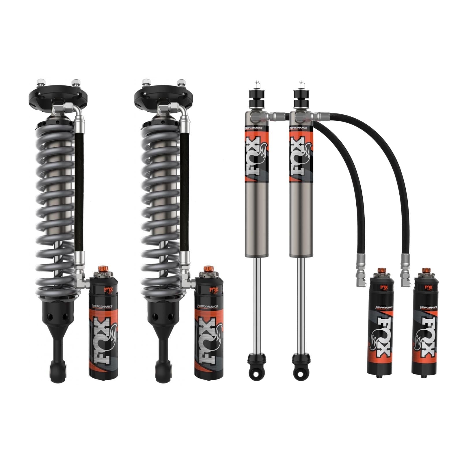 Fox 2.5 Performance Elite Adjustable Coilover w/ Reservoir + Rear Shocks Set for 2007-2021 Toyota Tundra 4WD RWD w/ UCA