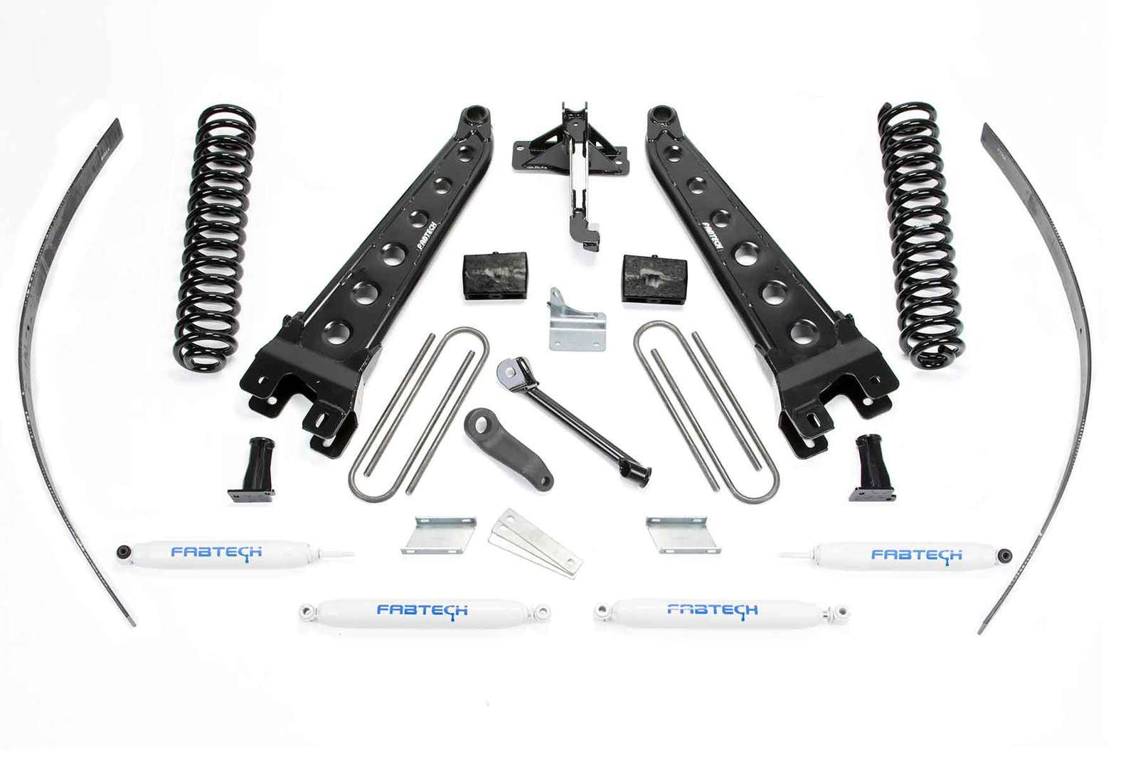 Fabtech 8" Radius Arm System w/Performance Shocks Kit for 2008-2016 Ford F250 Super Duty 4WD w/8.0" lift w/Overload