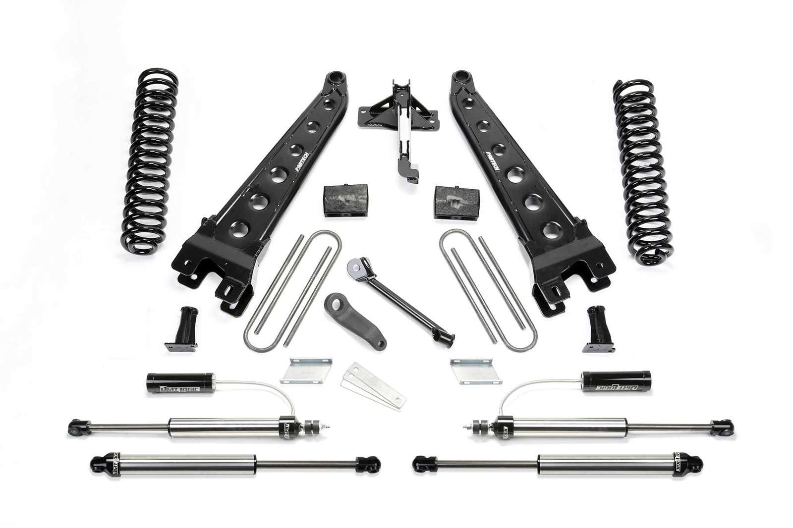 Fabtech 6" Radius Arm System w/Front Dirt Logic 2.25 Reservoir Shocks & Rear 2.25 Shocks Kit for 2017-2024 Ford F350 Super Duty 4WD w/6" lift