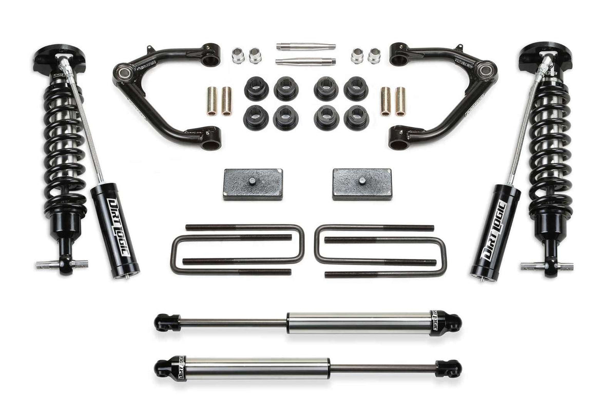 Fabtech 3" Uniball UCA Lift Kit w/Front Dirt Logic 2.5 Coilovers w/Reservoir & Rear 2.25 Shocks for 2019-2024 GMC Sierra 1500 4WD w/3" lift