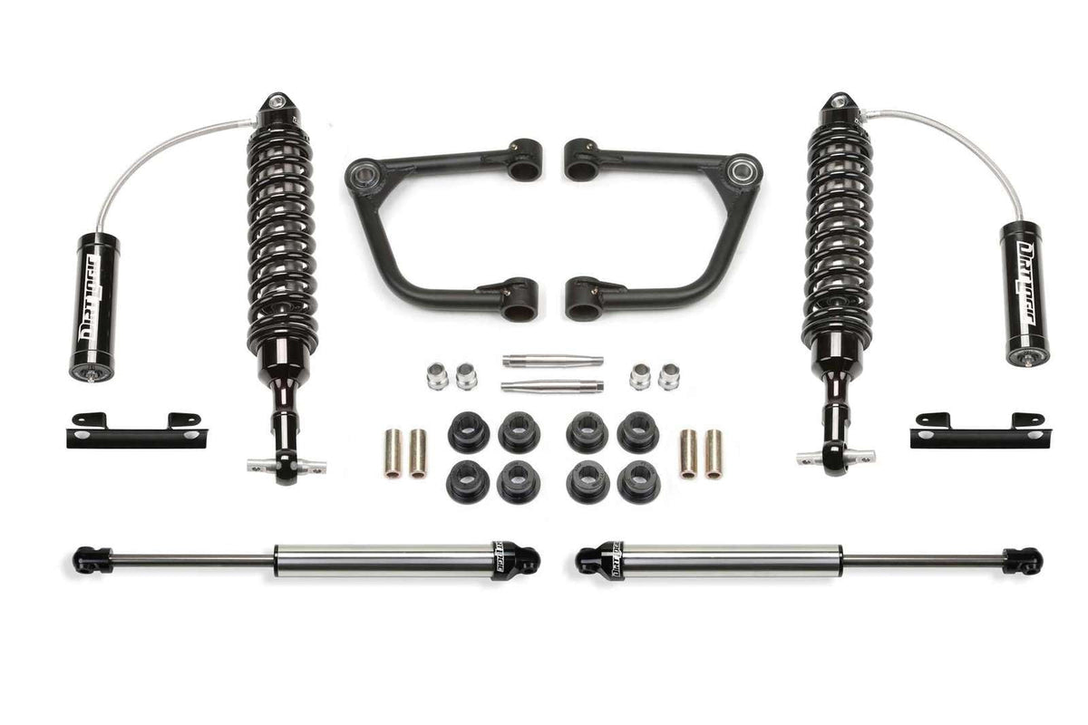 Fabtech 2" Upper Control Arm System w/Front Dirt Logic 2.5 Coilovers w/Reservoir & Rear 2.25 Shocks Kit for 2007-2021 Toyota Tundra 4WD RWD w/2" lift