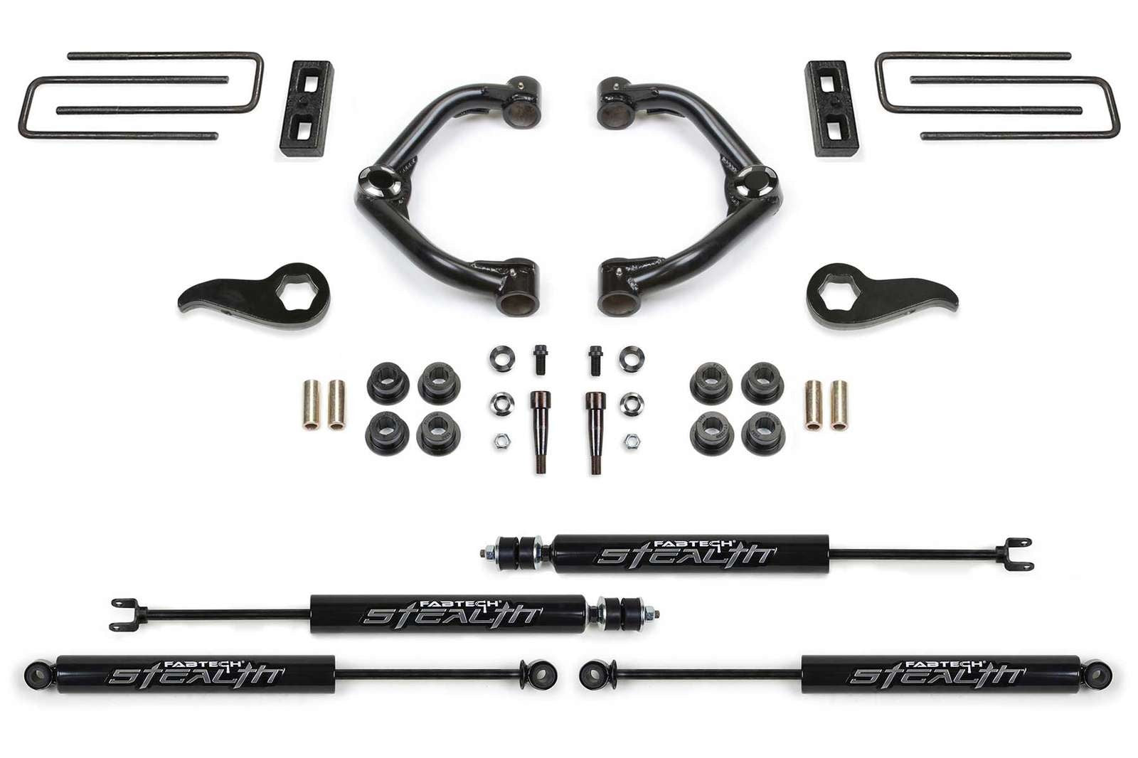 Fabtech 3.5" Uniball UCA Lift Kit w/Stealth Shocks for 2020-2024 GMC Sierra 3500 HD 4WD w/3.5" lift