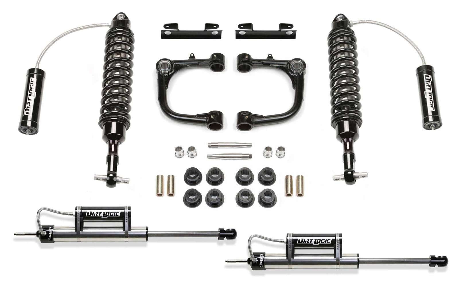 Fabtech 3" Uniball UCA System w/Front Dirt Logic 2.5 Coilovers w/Reservoir & Rear Dirt Logic Shocks w/Reservoir Kit for 2016-2023 Toyota Tacoma 4WD RWD w/3" lift 6-Lug