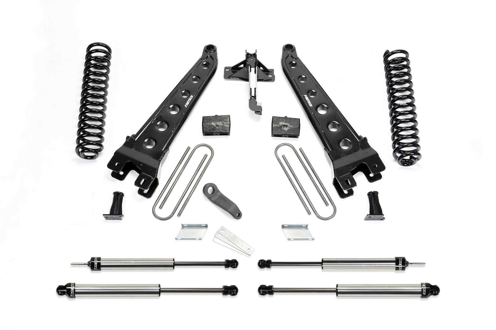 Fabtech 6" Radius Arm System w/Dirt Logic 2.25 Shocks Kit for 2017-2024 Ford F250 Super Duty 4WD w/6" lift