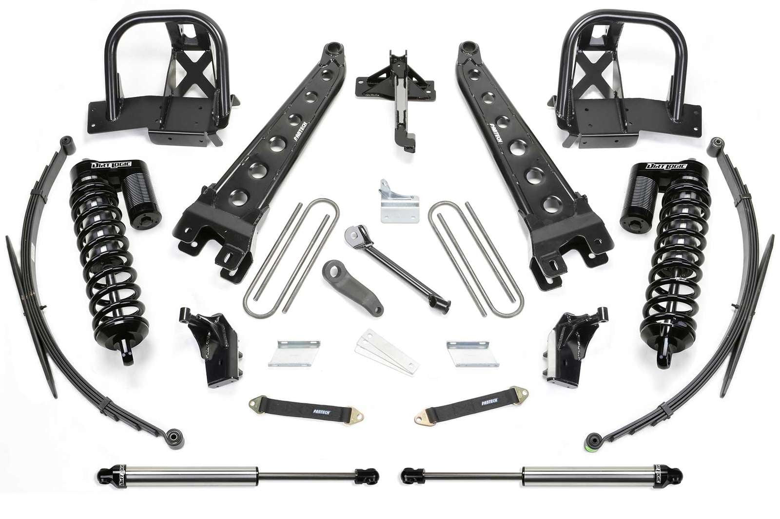 Fabtech 8" Radius Arm System w/Front Dirt Logic 4.0 Coilovers & Rear 2.25 Shocks Kit for 2008-2016 Ford F350 Super Duty 4WD w/8.0" lift