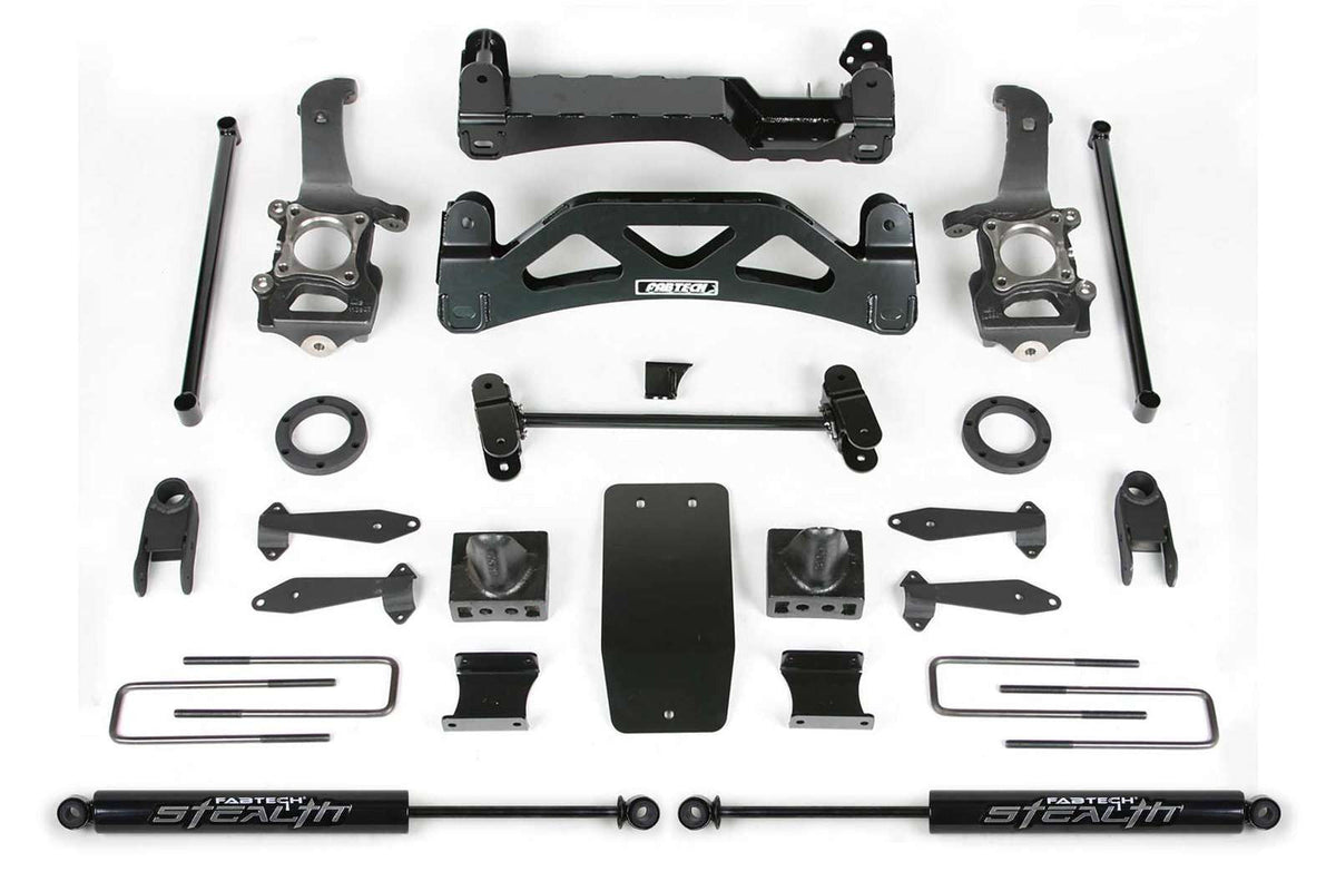 Fabtech 6" Basic System w/Front Stock Coilover Spacers & Rear Stealth Shocks Kit for 2004-2008 Ford F150 4WD w/6" lift