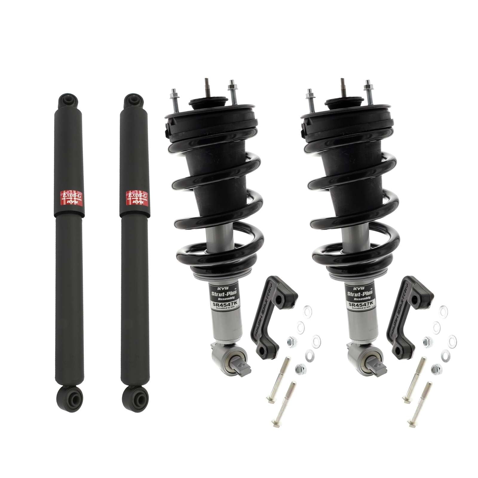 KYB Truck Plus Shocks & Spring Assembly + Rear Excel-G Shocks Set for 2014-2018 GMC Sierra 1500 RWD w/0" lift Std Cab