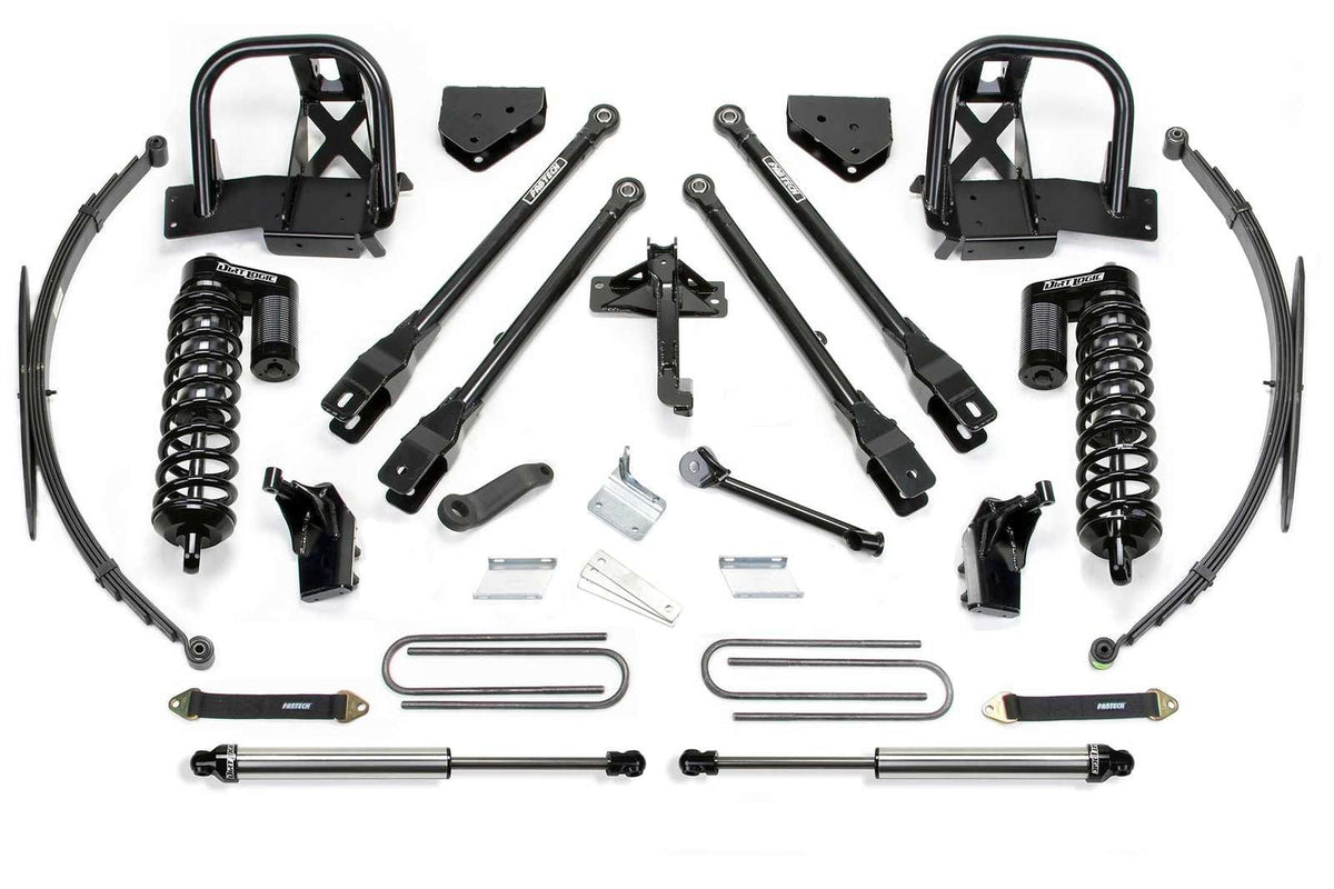 Fabtech 8" 4 Link System w/Front Dirt Logic 4.0 Coilovers & Rear 2.25 Shocks Kit for 2008-2016 Ford F250 Super Duty 4WD w/8.0" lift
