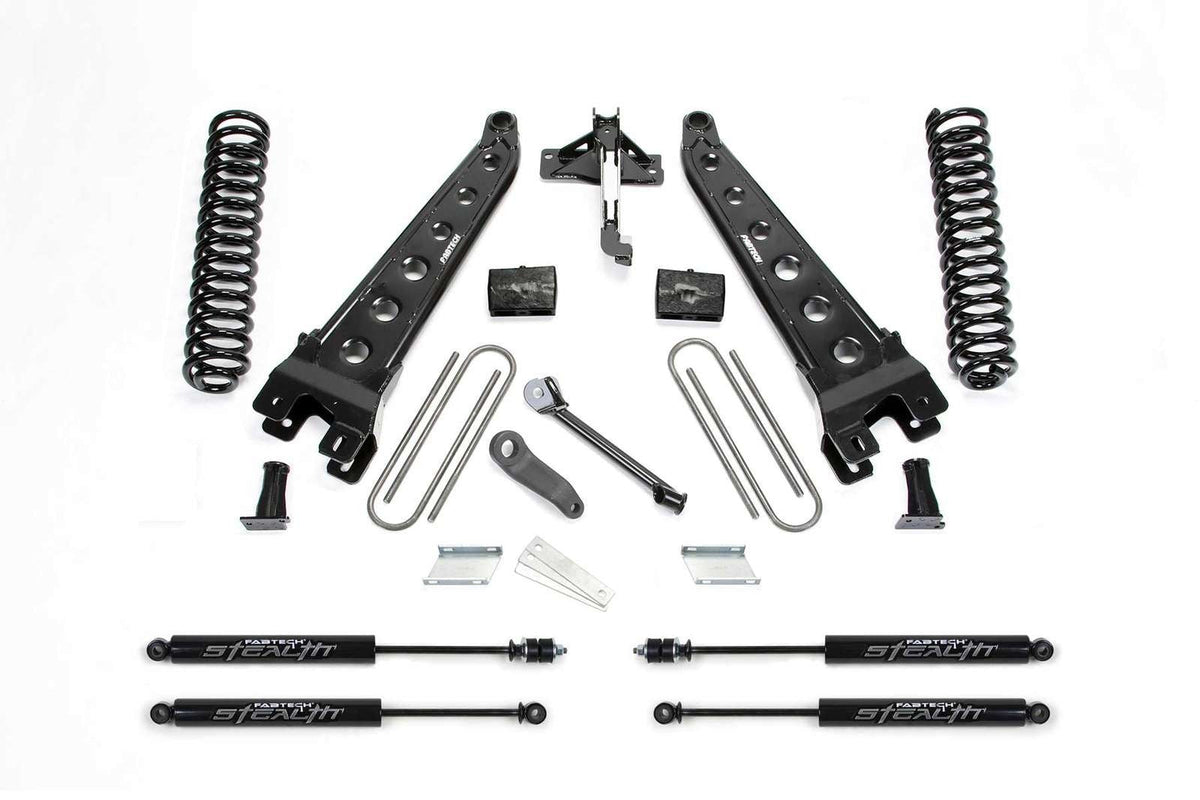 Fabtech 4" Radius Arm System w/Stealth Shocks Kit for 2017-2024 Ford F250 Super Duty 4WD w/4" lift