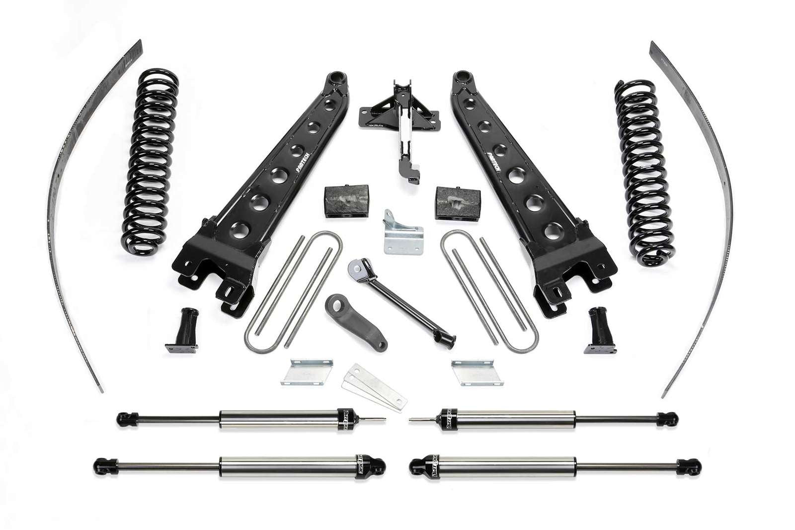 Fabtech 8" Radius Arm System w/Dirt Logic Shocks Kit for 2008-2016 Ford F350 Super Duty 4WD w/8.0" lift w/Overload