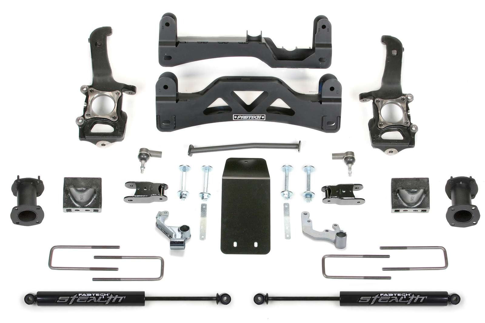 Fabtech 6" Basic System Gen 2 w/Front Stock Coilover Spacers & Rear Stealth Shocks Kit for 2009-2014 Ford F150 4WD w/6" lift