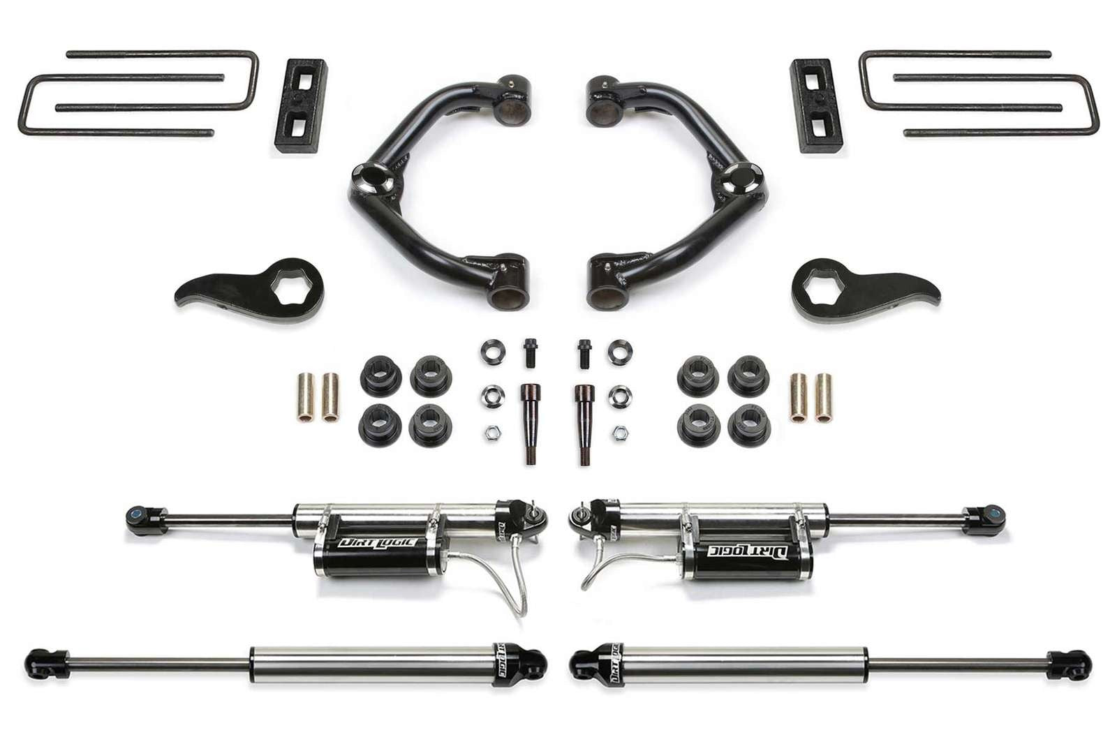 Fabtech 3.5" Uniball UCA Lift Kit w/Dirt Logic 2.25 Shocks w/Reservoir for 2020-2024 GMC Sierra 3500 HD 4WD w/3.5" lift