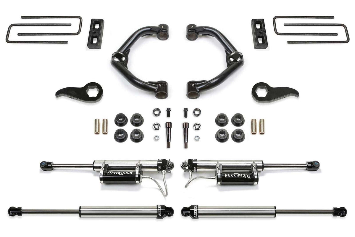Fabtech 3.5" Uniball UCA Lift Kit w/Dirt Logic 2.25 Shocks w/Reservoir for 2020-2024 Chevrolet Silverado 3500 HD 4WD w/3.5" lift