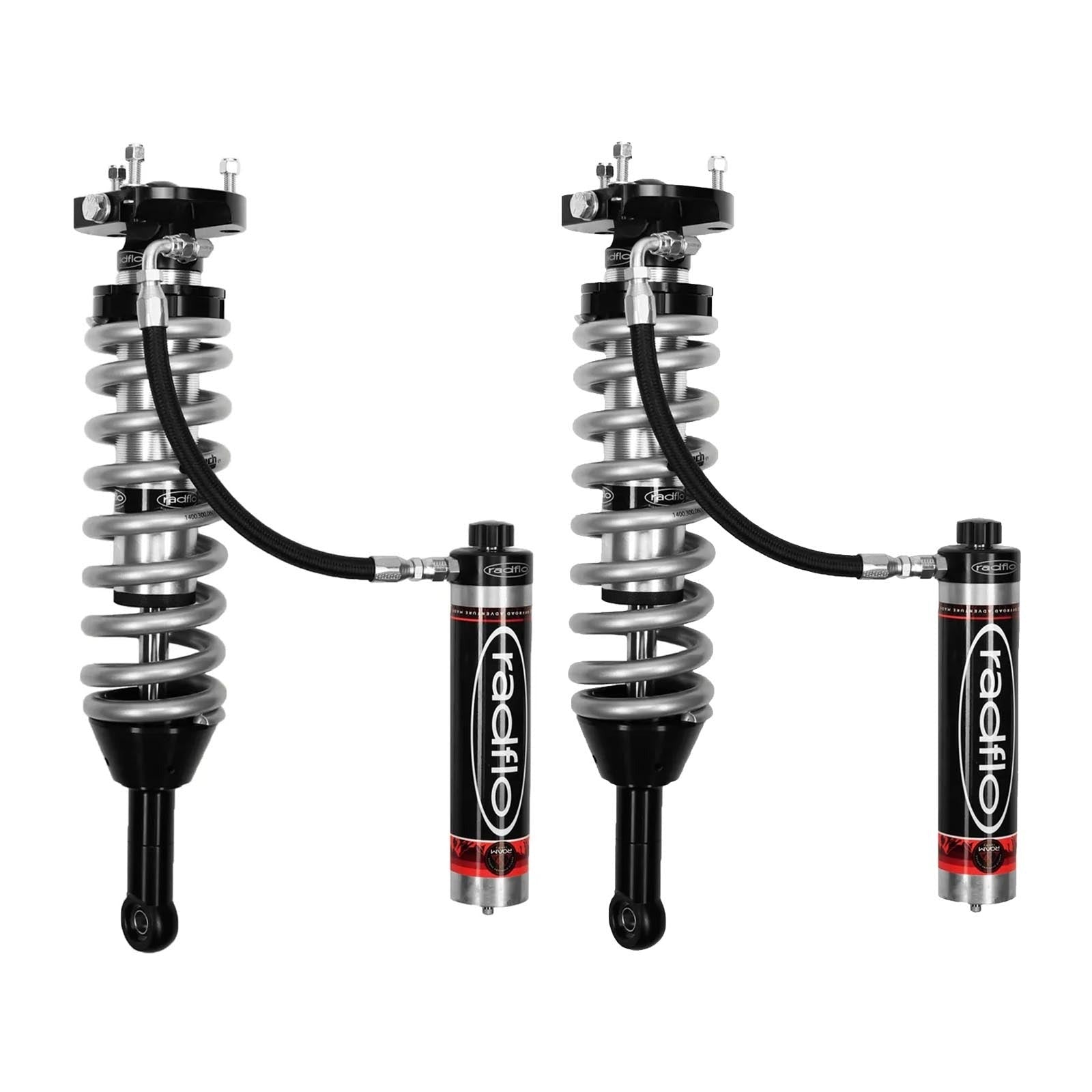 Radflo 2.5 Roam Coilover Adjustable w/Reservoir Front Pair for 2010-2024 Toyota FJ Cruiser w/2.5" lift