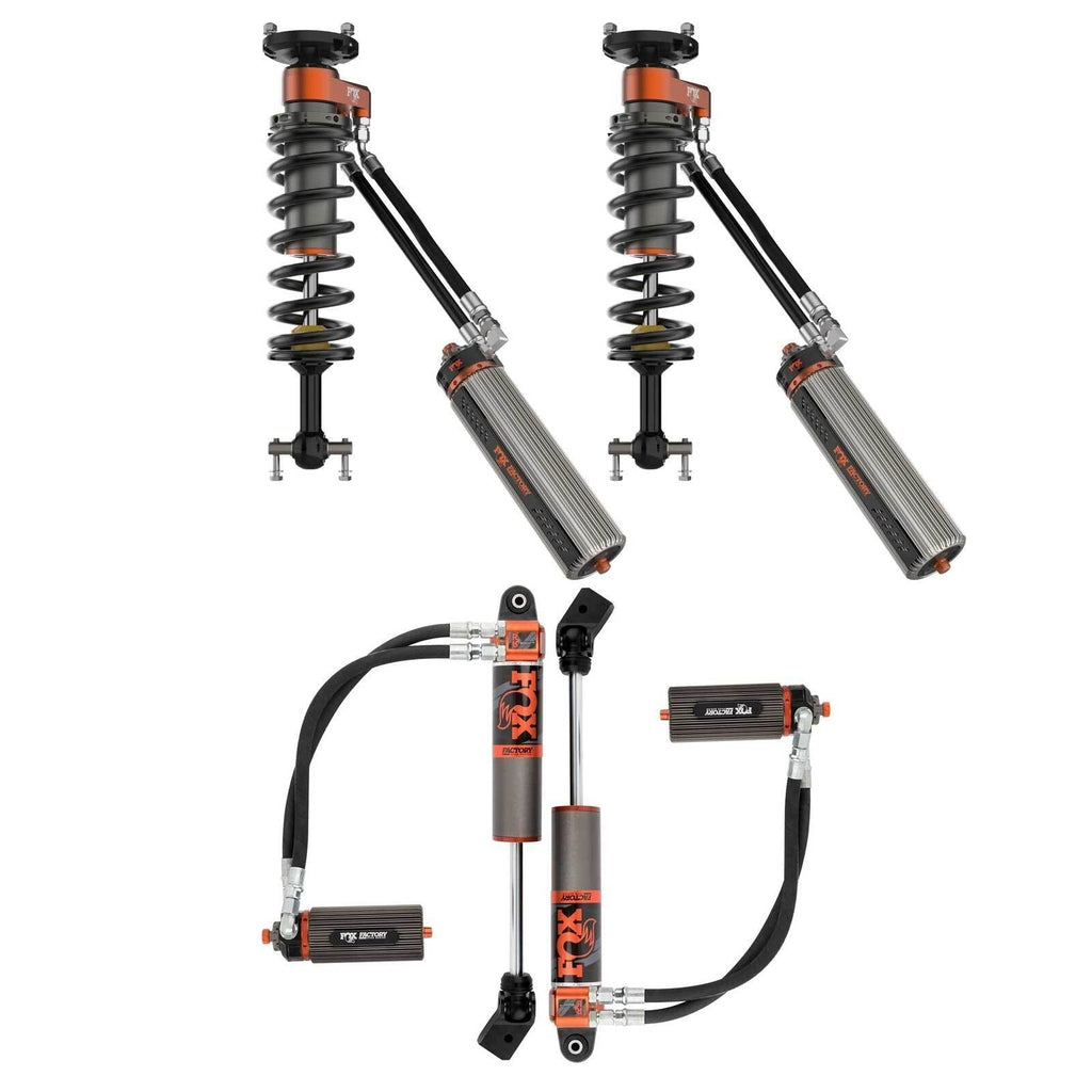 Fox 3.0 Factory Race Series Adjustable Coilover w/ Reservoir + Rear Shocks Set for 2019-2024 Chevrolet Silverado 1500 4WD RWD w/3" lift w/ UCA