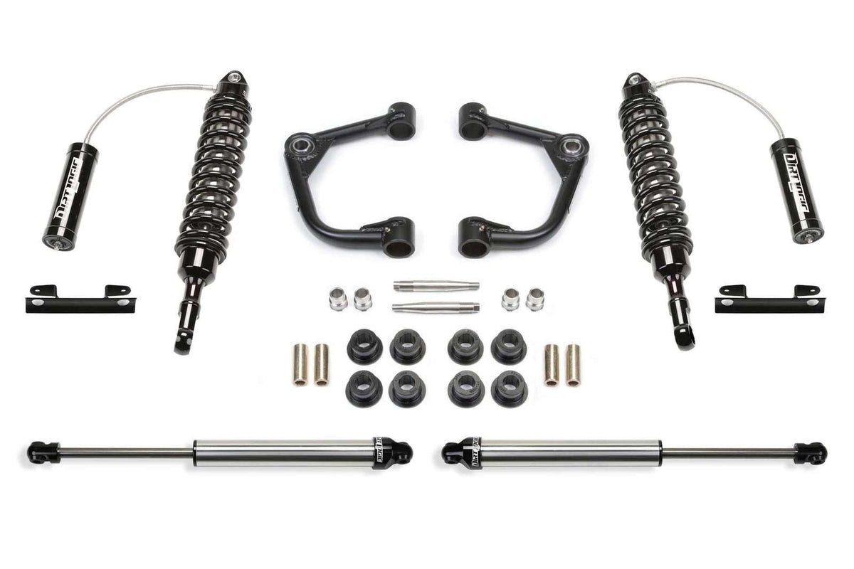 Fabtech 2" Upper Control Arm System w/Front Dirt Logic 2.5 Coilovers w/Reservoir & Rear 2.25 Shocks Kit for 2009-2014 Ford F150 4WD w/2" lift
