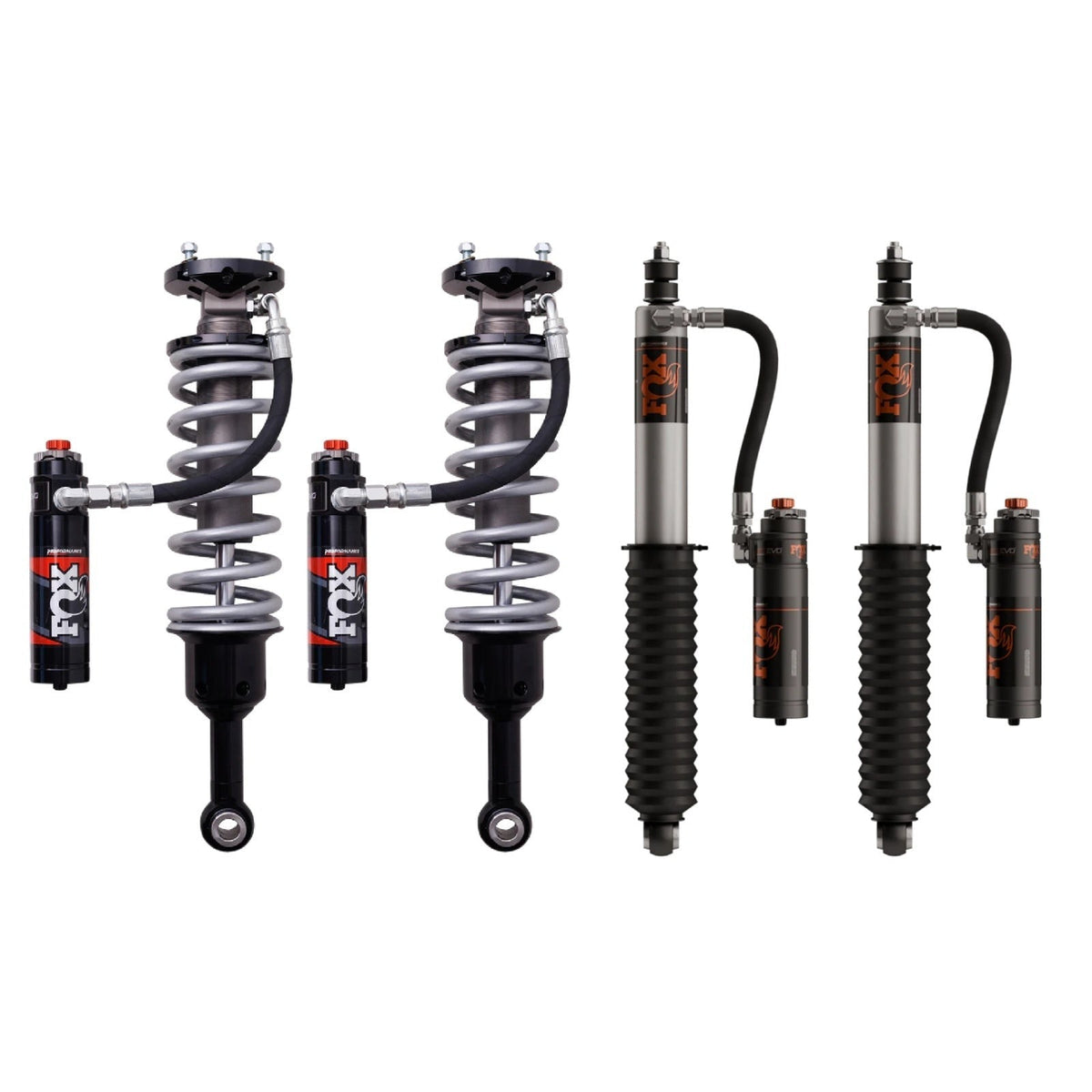 Fox 2.5 Performance Elite Adjustable Coilover w/ Reservoir + Rear Shocks Set for 2024-2026 Toyota Land Cruiser 250 4WD RWD w/1.5-3" lift Std Tune