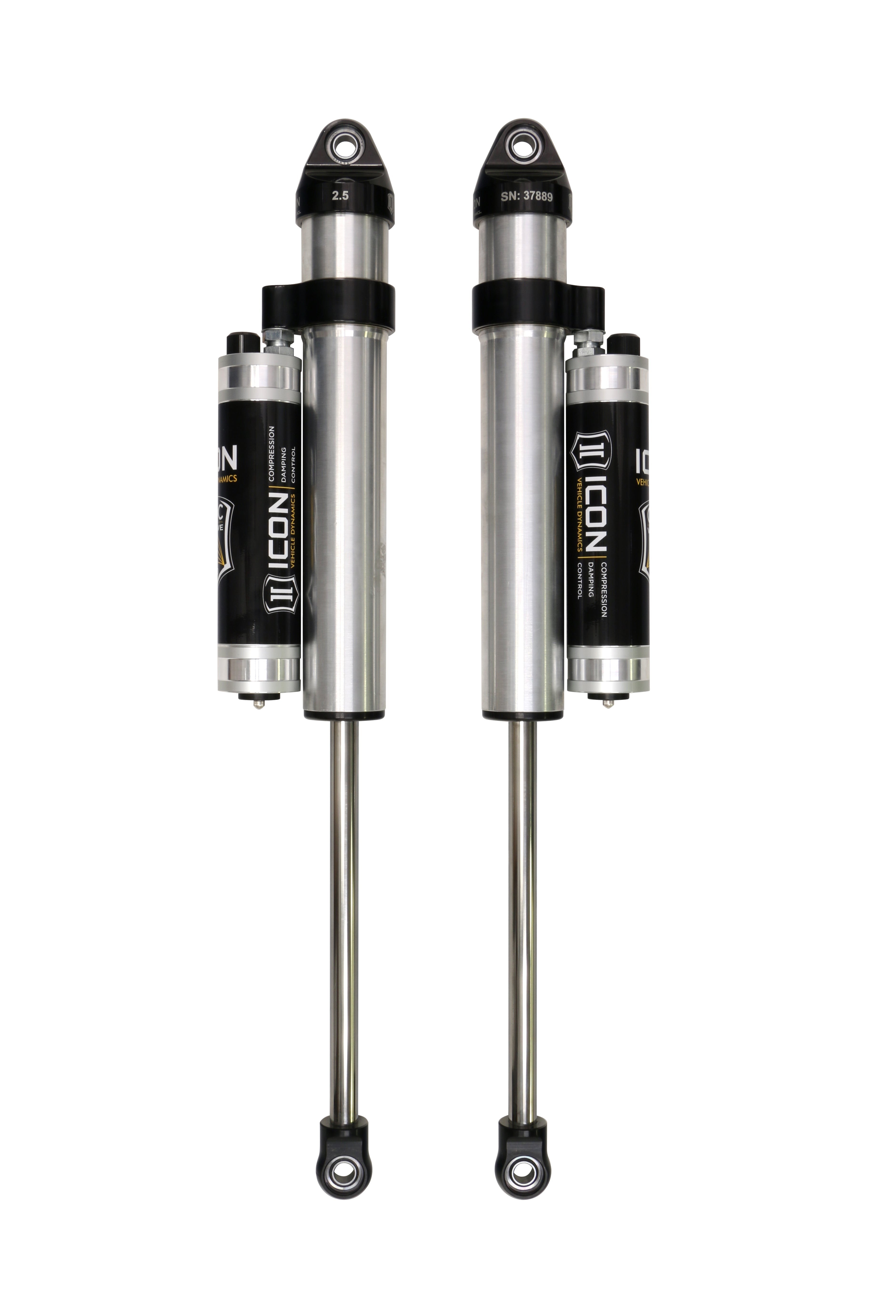 Icon 2.5 Piggyback Reservoir CDCV Shocks Pair for 2005-2016 Ford F250 Super Duty 4WD w/4.5-9" lift