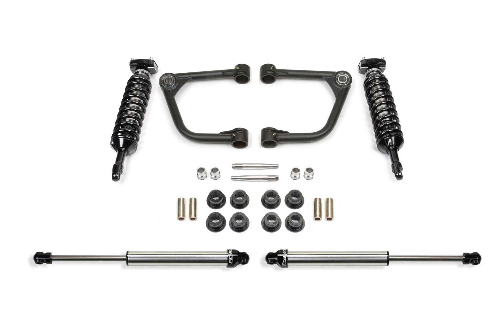 Fabtech 2" Upper Control Arm System w/Front Dirt Logic 2.5 Coilovers & Rear 2.25 Shocks Kit for 2007-2021 Toyota Tundra 4WD RWD w/2" lift