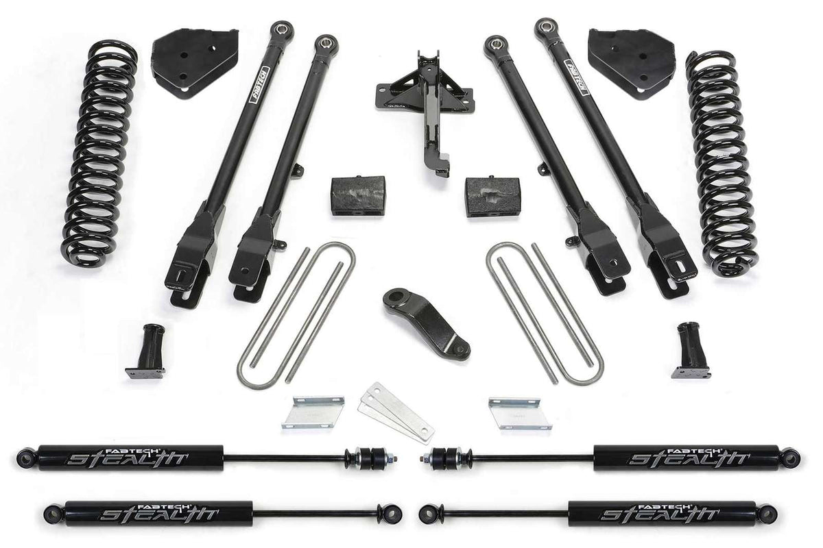 Fabtech 4" 4 Link System w/Stealth Shocks Kit for 2017-2024 Ford F350 Super Duty 4WD w/4" lift