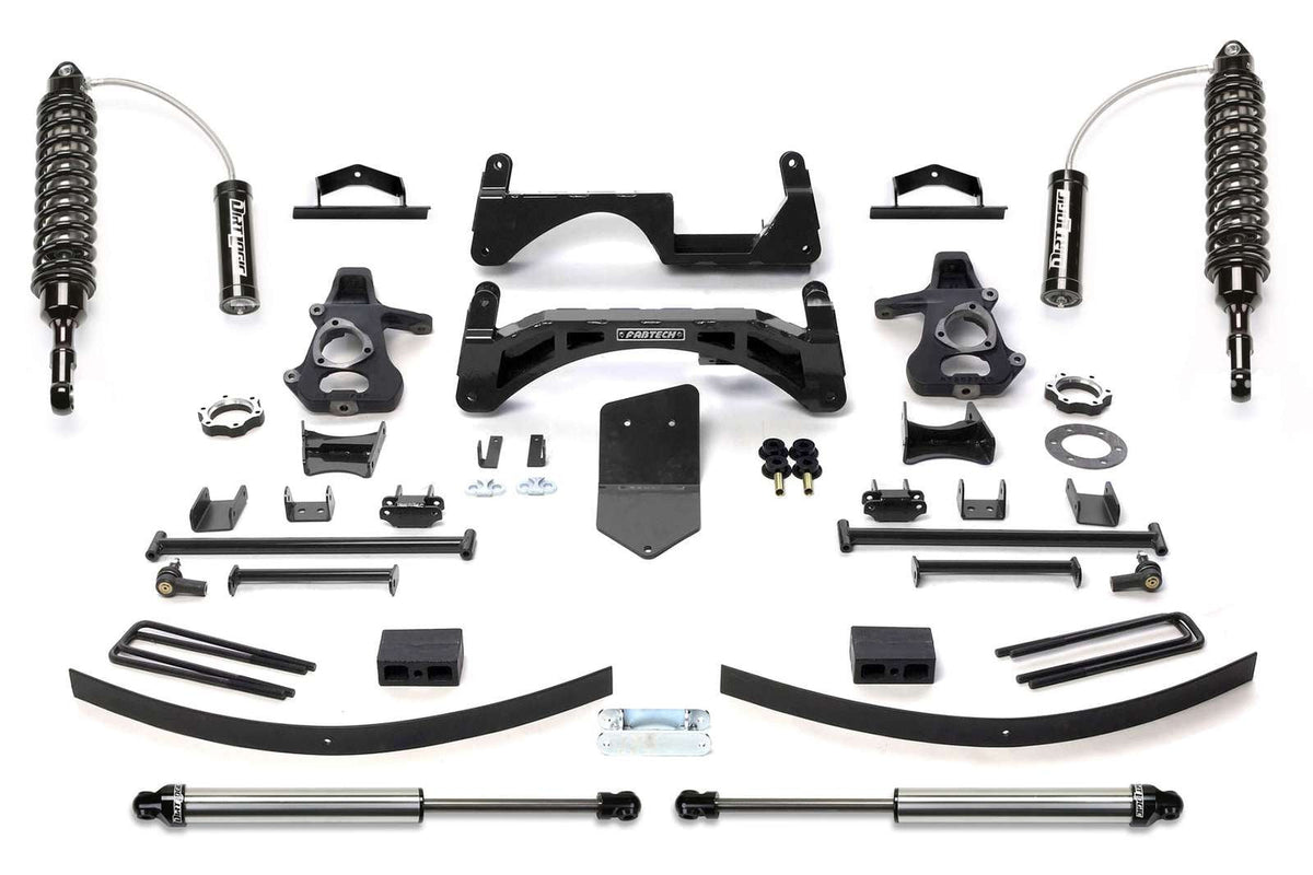 Fabtech 6" Performance System w/Front Dirt Logic 2.5 Coilovers w/Reservoir & Rear 2.25 Shocks Kit for 2007-2013 Chevrolet Silverado 1500 4WD w/6" lift