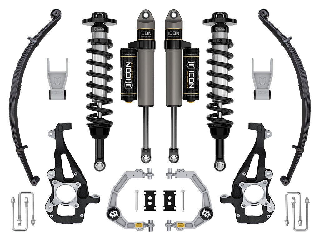 Icon 3.5-4.5" Stage 2 Suspension System w/Billet UCA Leaf Pack Kit 2021-2026 Ford F-150 4WD Gas