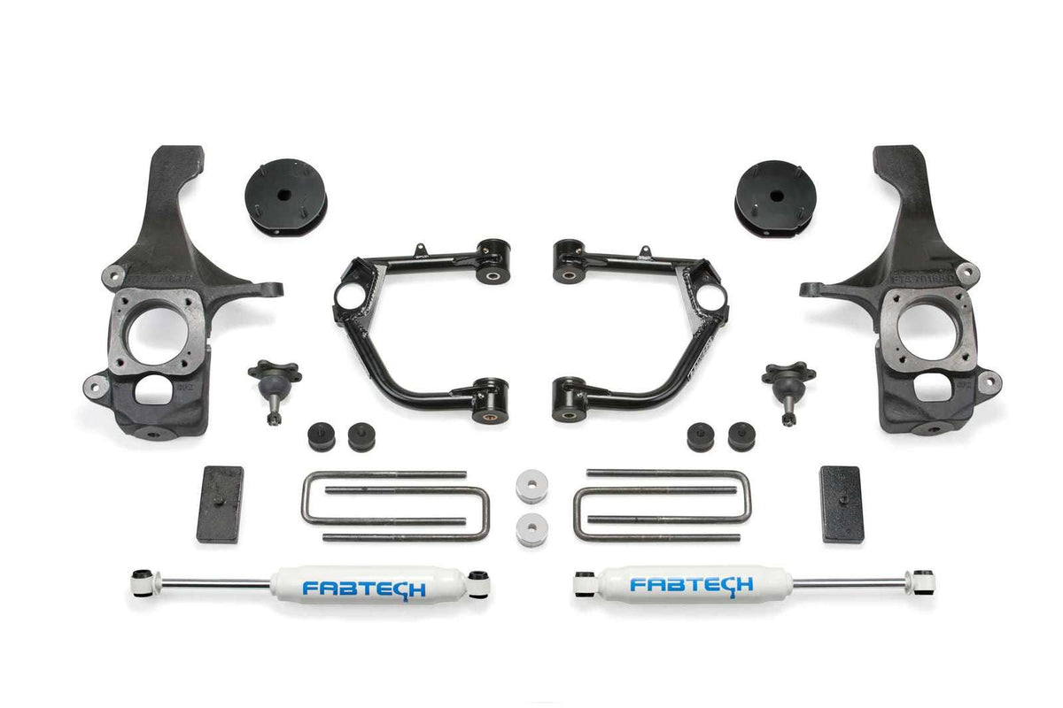 Fabtech 4" Budget UCA System w/Rear Performance Shocks Kit for 2007-2021 Toyota Tundra 4WD RWD w/4" lift