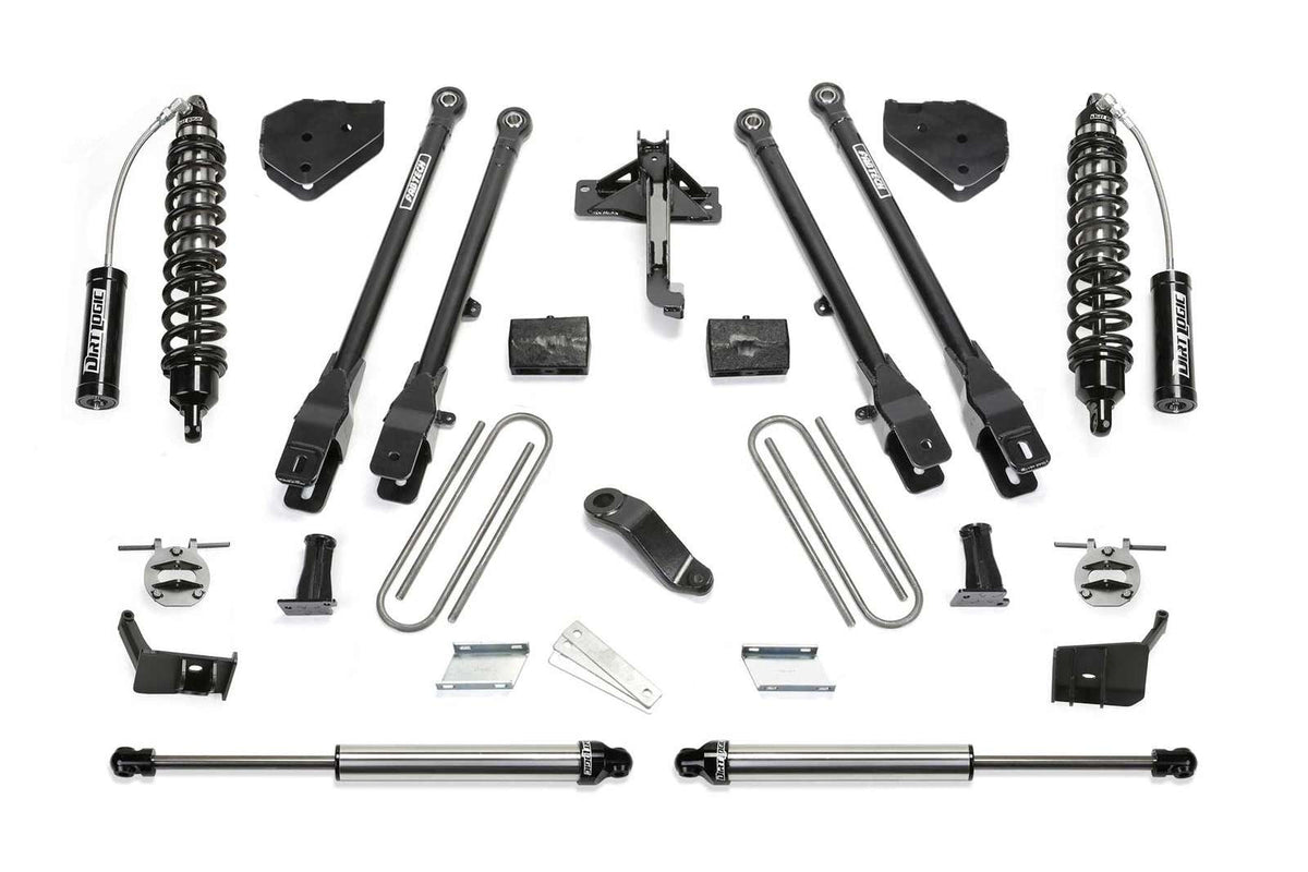 Fabtech 6" 4 Link System w/Front Dirt Logic 2.5 Coilovers w/Reservoir & Rear 2.25 Shocks Kit for 2017-2024 Ford F250 Super Duty 4WD w/6" lift
