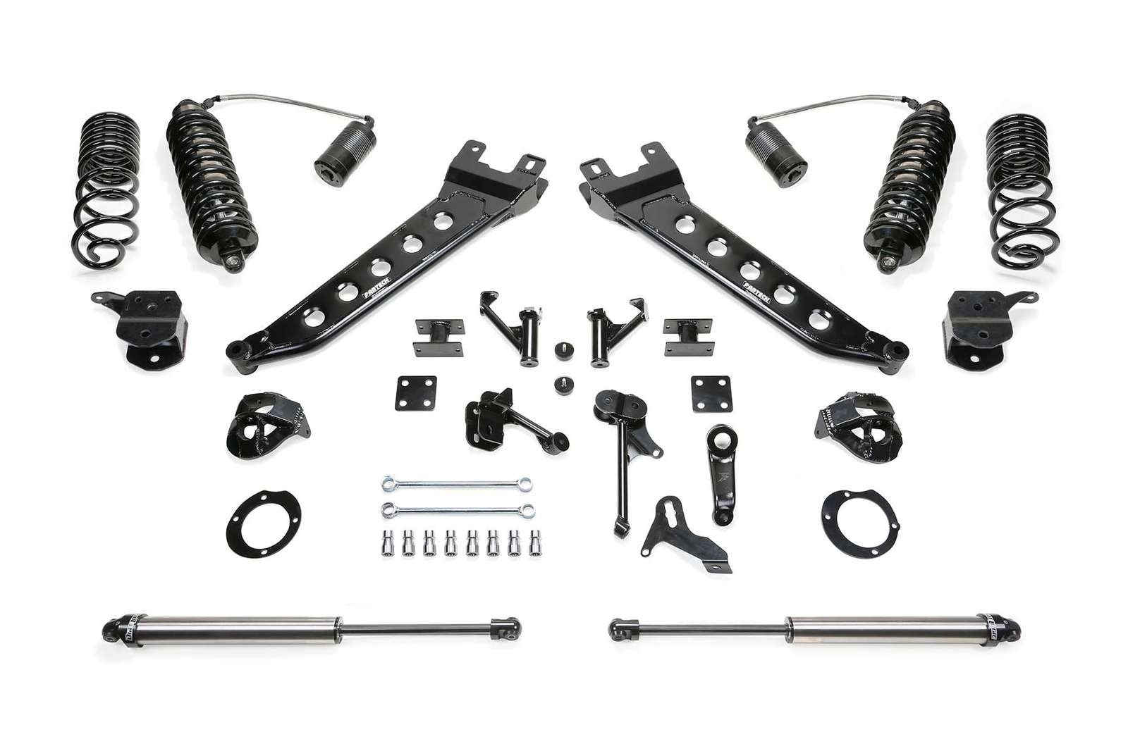 Fabtech 7" Radius Arm System w/Dirt Logic 4.0 Coilovers w/Reservoir & Dirt Logic Shocks Kit for 2010-2018 Ram 2500 4WD w/7.0" lift