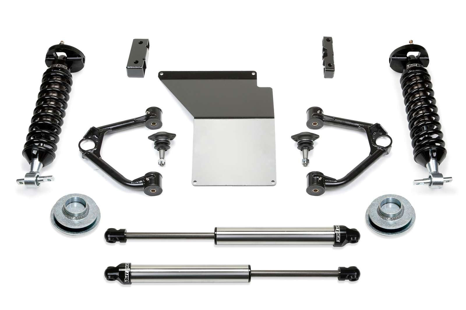 Fabtech 4" Budget UCA System w/Front Dirt Logic 2.5 Coilovers & Rear 2.25 Shocks Kit for 2007-2014 GMC Yukon XL 1500 4WD RWD w/4" lift
