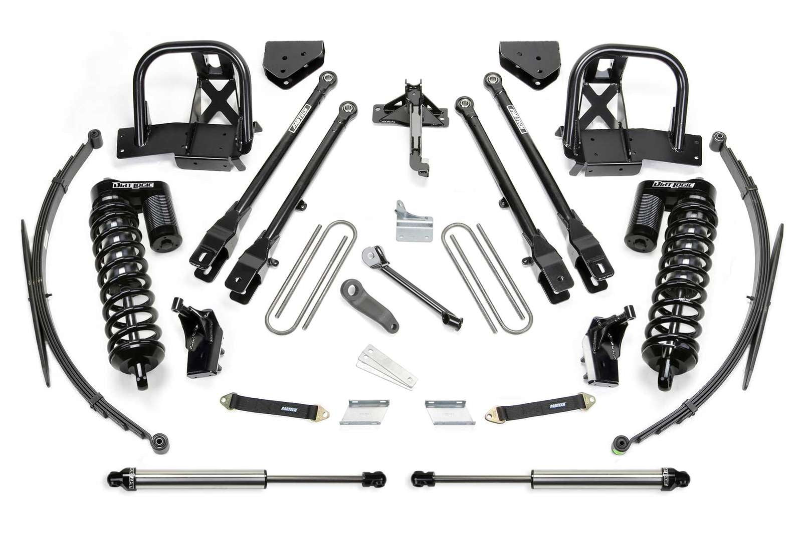 Fabtech 8" 4 Link System w/Dirt Logic 4.0 Coilovers & Rear 2.25 Shocks Kit for 2008-2016 Ford F250 Super Duty 4WD w/8.0" lift