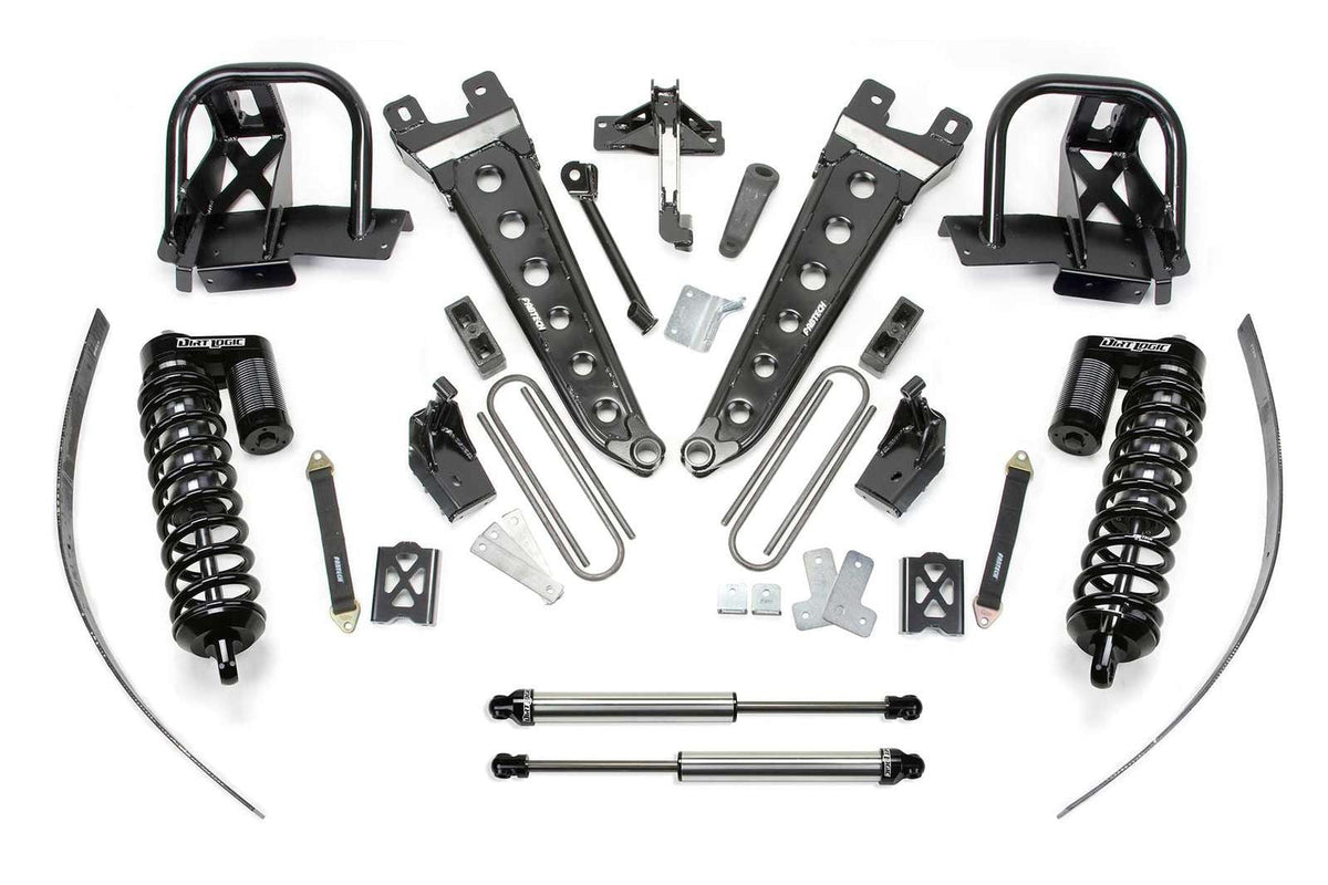 Fabtech 8" Radius Arm System w/Dirt Logic 4.0 Coilovers & Rear 2.25 Shocks Kit for 2008-2016 Ford F250 Super Duty 4WD w/8.0" lift w/Overload