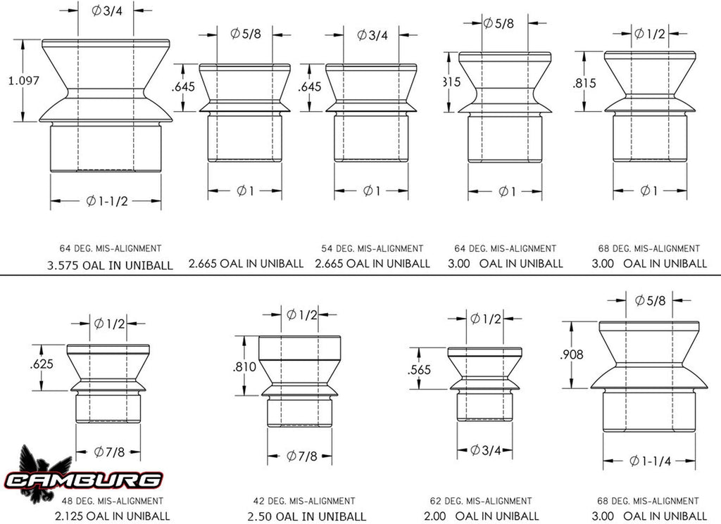 Camburg 1.00" x 5/8" Tall Hi-misalignment Spacers (pair)