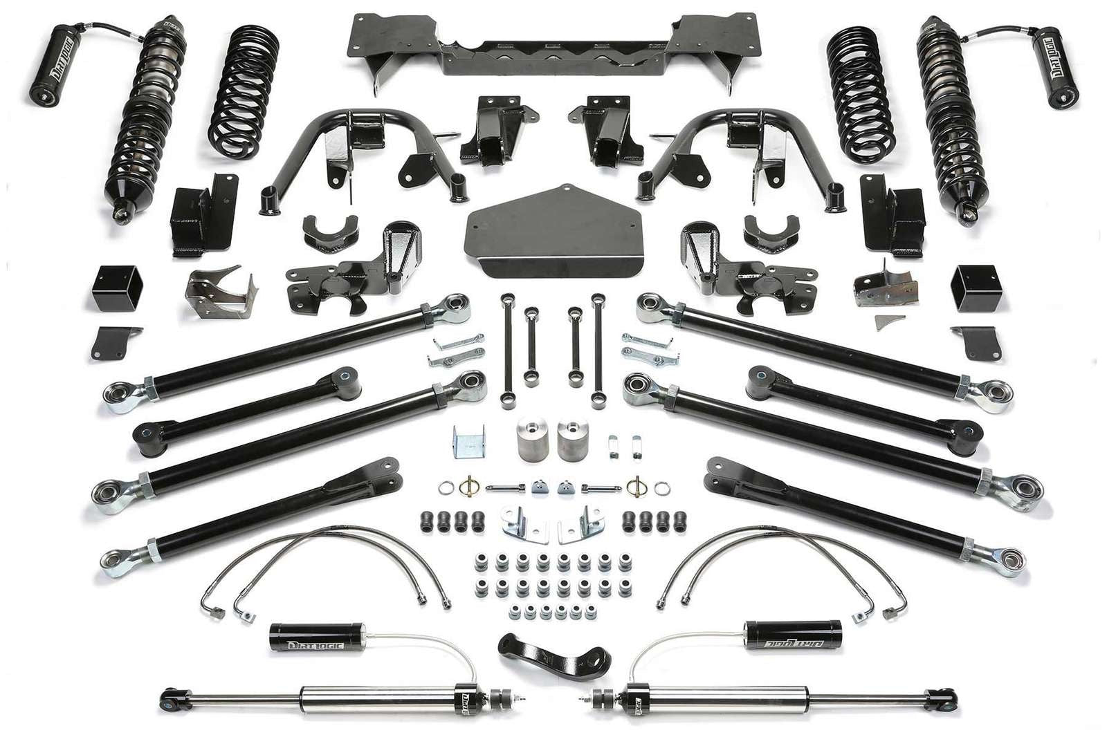 Fabtech 5" Crawler Coilover System w/Front Dirt Logic 2.5 Coilovers w/Reservoir & Rear Dirt Logic 2.25 Shocks w/Reservoir Kit for 2007-2018 Jeep Wrangler JK 4WD w/5" lift