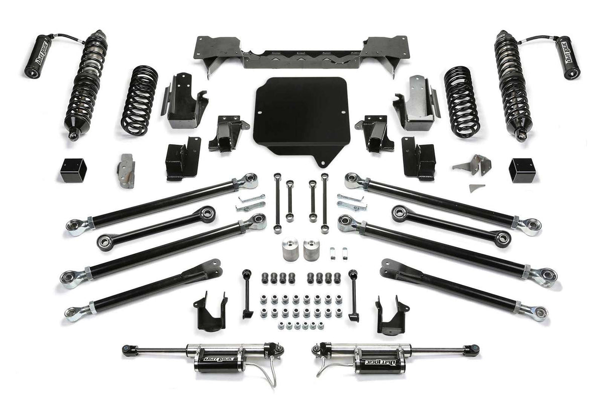 Fabtech 5" Crawler System w/Front Dirt Logic 2.5 Coilovers w/Reservoir & Rear Dirt Logic 2.25 Shocks w/Reservoir Kit for 2018-2024 Jeep Wrangler JL 4WD w/5" lift