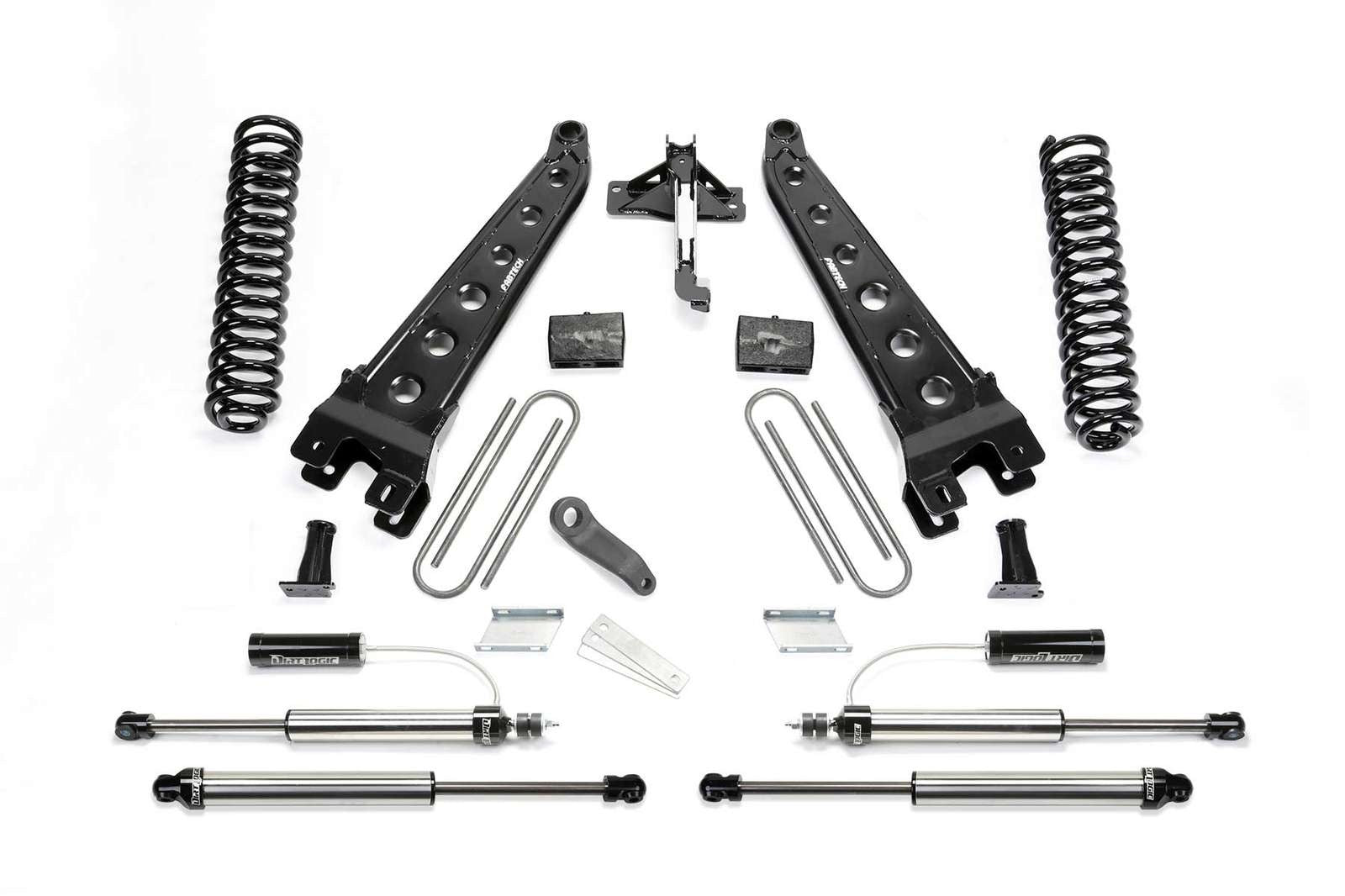 Fabtech 6" Radius Arm System w/Front Dirt Logic 2.25 Reservoir Shocks & Rear 2.25 Shocks Kit for 2017-2024 Ford F250 Super Duty 4WD w/6" lift
