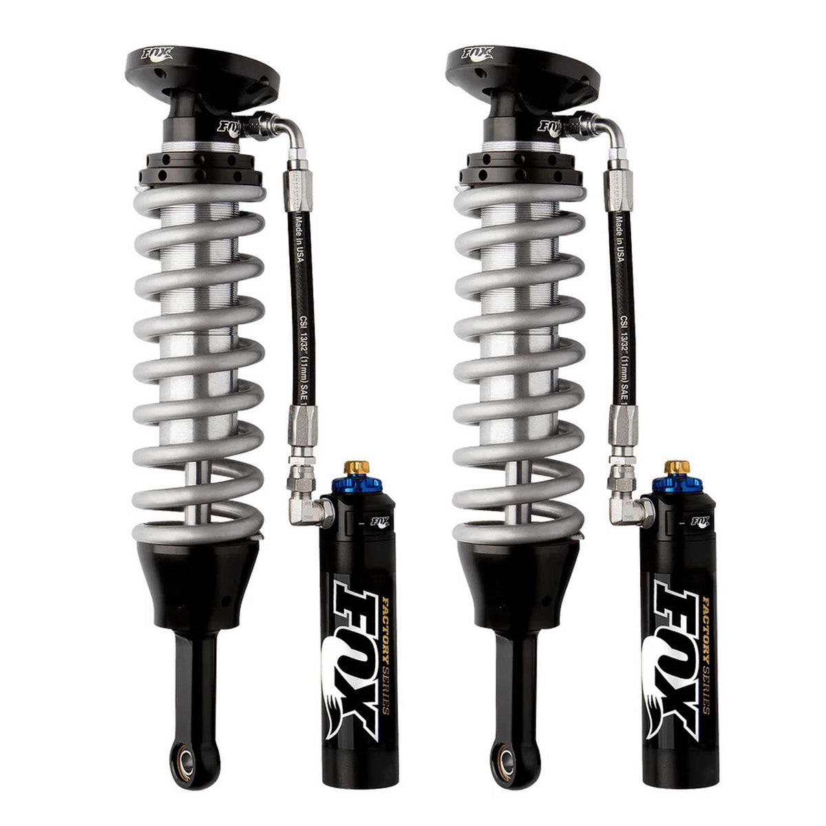 Fox 2.5 Factory Series Coilovers w/ DSC Reservoir Front Pair for 2019 Chevrolet Silverado 1500 LD w/0-3" lift w/ UCA