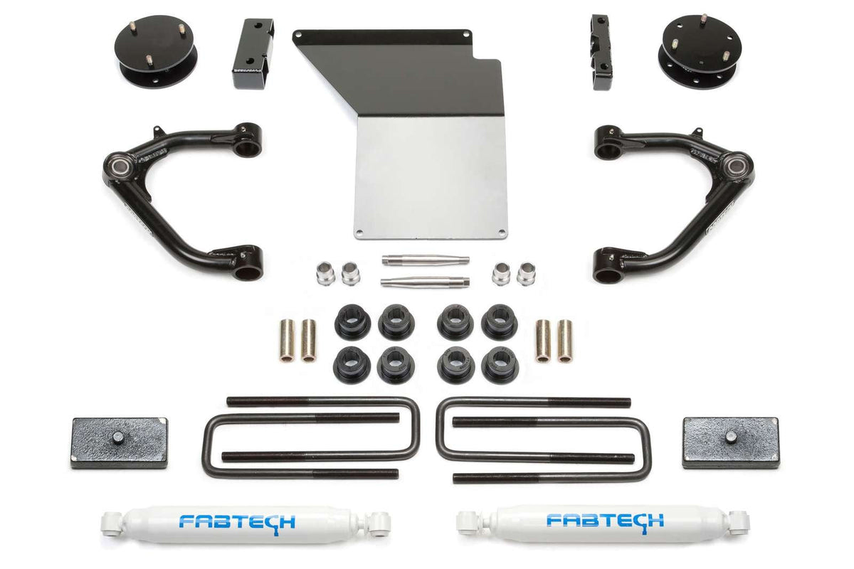 Fabtech 3" Uniball UCA Lift Kit w/Rear Performance Shocks for 2014-2018 Chevrolet Silverado 1500 4WD RWD w/3" lift
