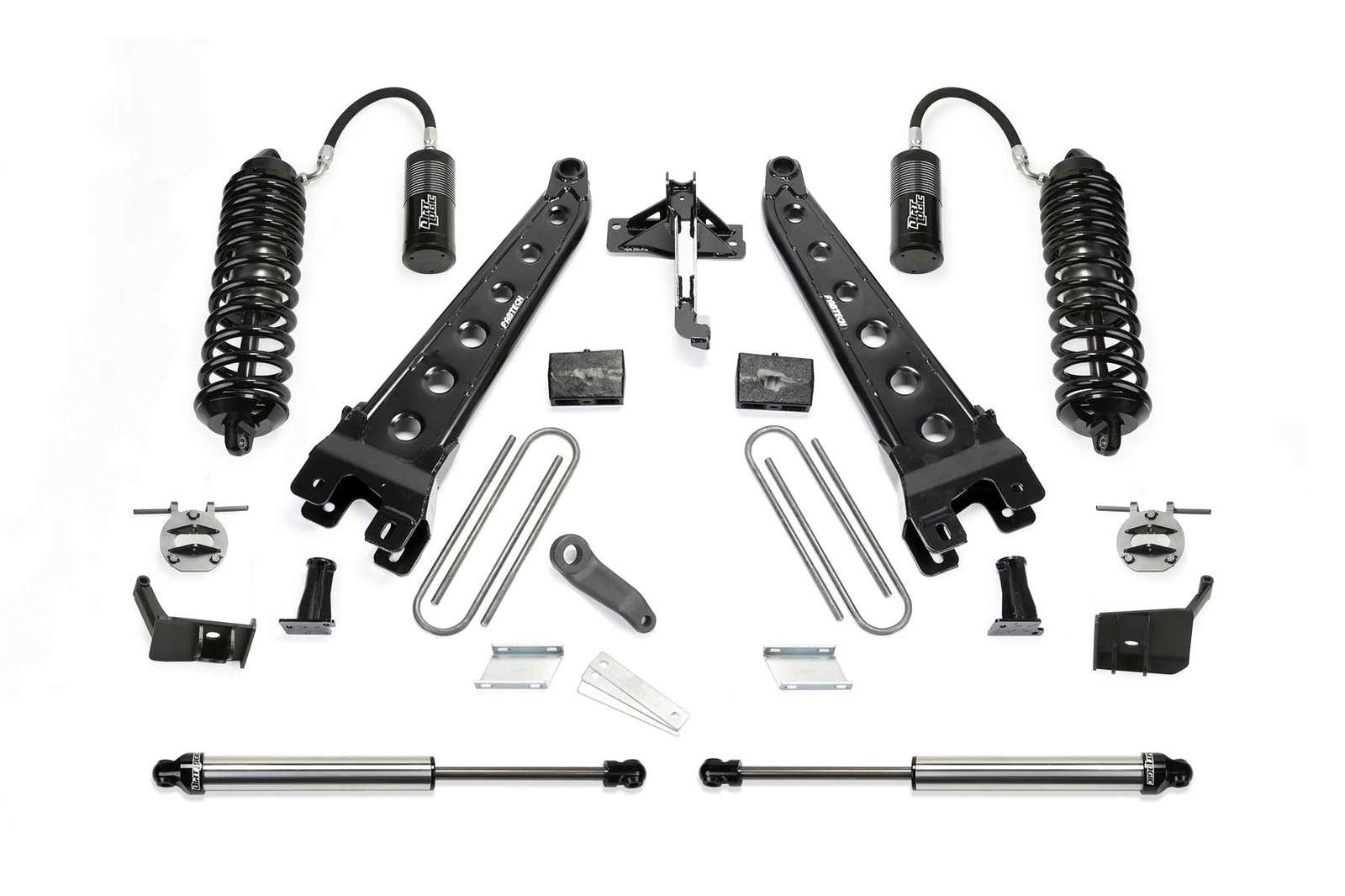 Fabtech 4" Radius Arm System w/Front Dirt Logic 4.0 Coilovers w/Reservoir & Rear 2.25 Shocks Kit for 2017-2024 Ford F250 Super Duty 4WD w/4" lift