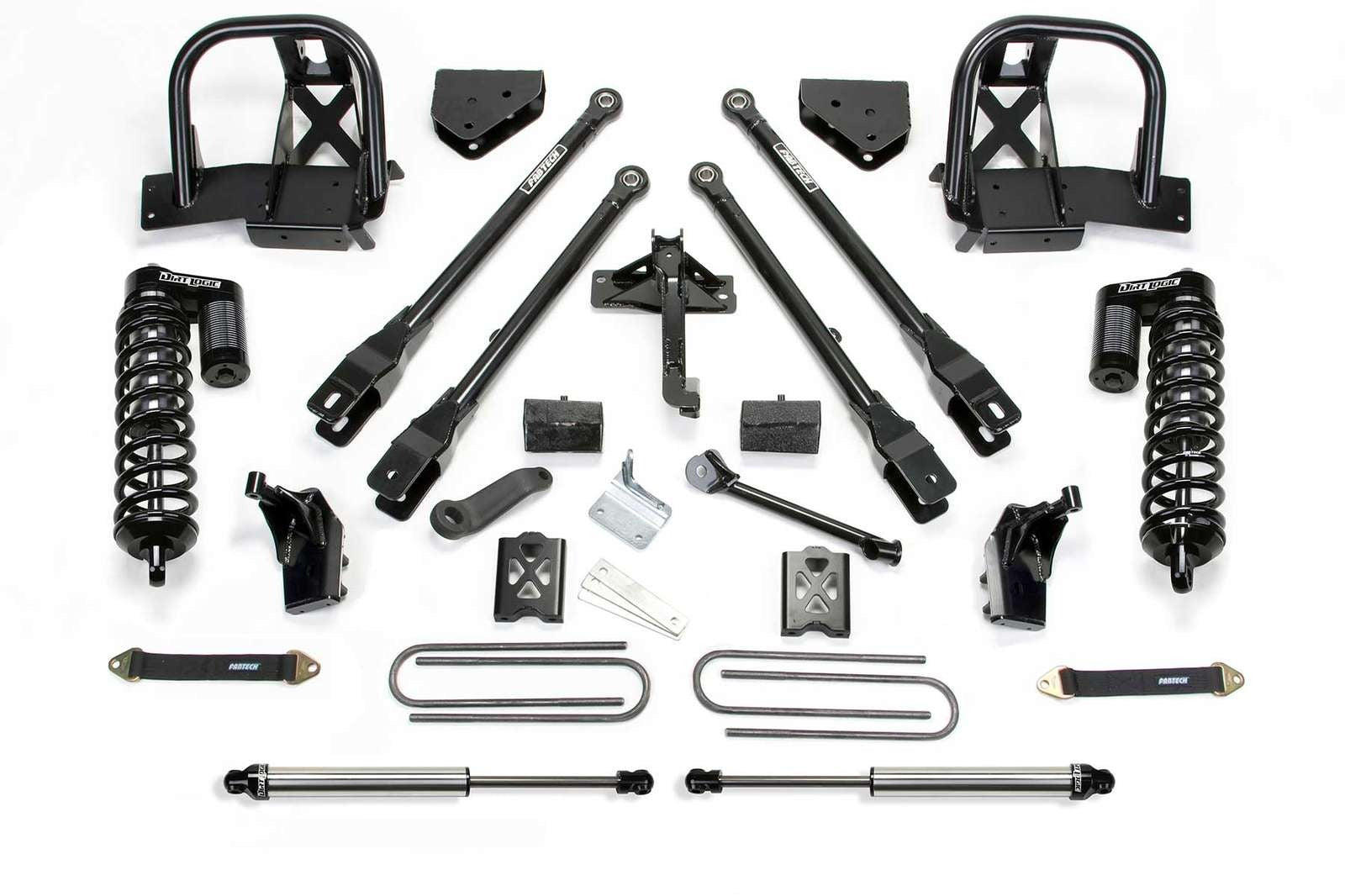 Fabtech 6" 4 Link System w/Dirt Logic 4.0 Coilovers & Rear 2.25 Shocks Kit for 2008-2016 Ford F250 Super Duty 4WD w/6" lift