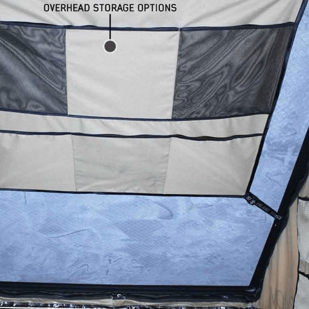 LD TMON Clamshell Aluminum Hard Shell Roof Top Tent - 2 Person Capacity, Tan Body & Green Rainfly
