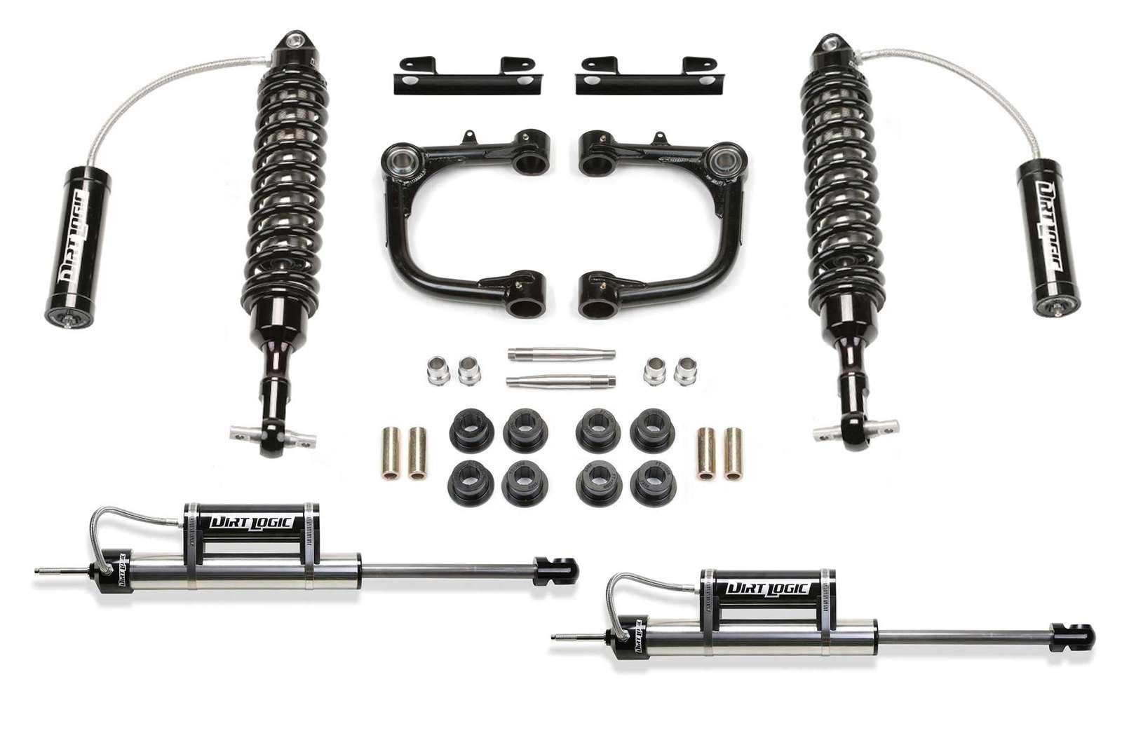 Fabtech 3" Uniball UCA System w/Front Dirt Logic 2.5 Coilovers w/Reservoir & Rear Dirt Logic Shocks w/Reservoir Kit for 2005-2015 Toyota Tacoma 4WD RWD w/3" lift 6-Lug
