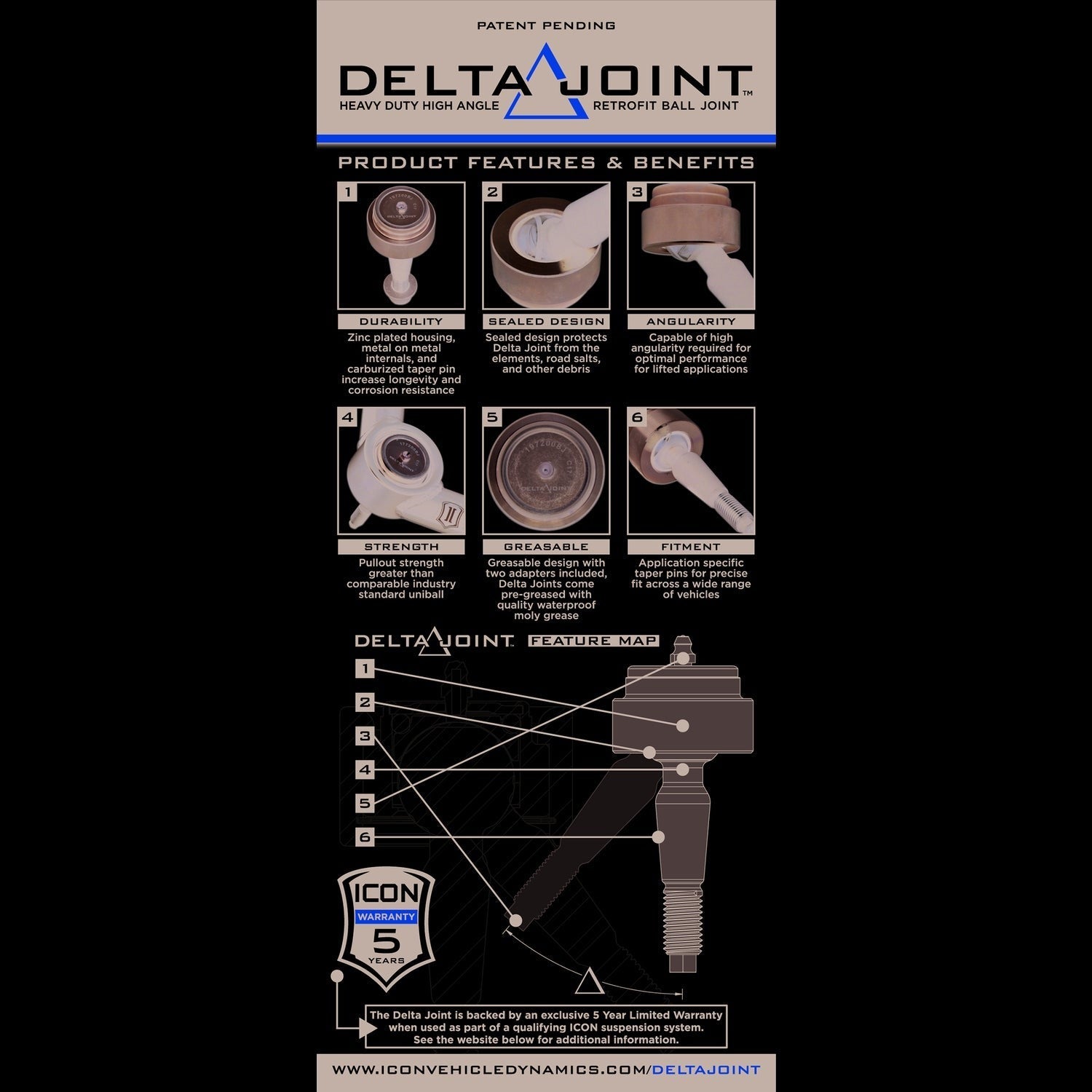 ICON 98505DJ Ford F150 Billet Upper Control Arm/Delta Joint Kit