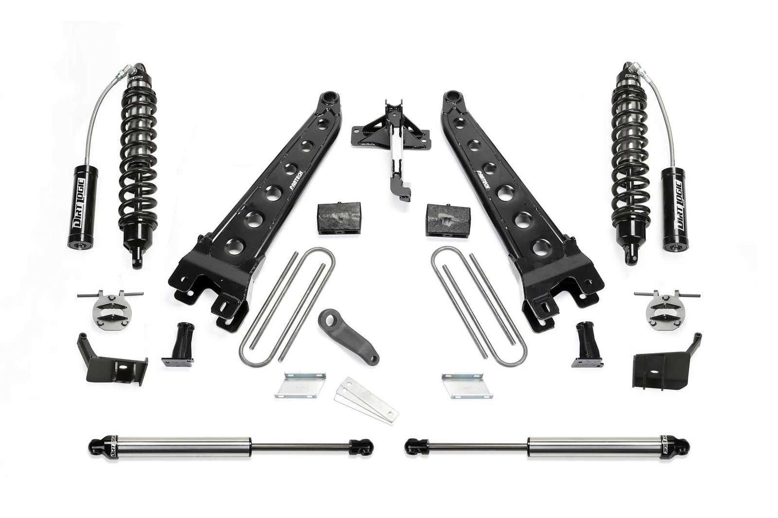 Fabtech 6" Radius Arm System w/Front Dirt Logic 2.5 Coilovers w/Reservoir & Rear 2.25 Shocks Kit for 2017-2024 Ford F250 Super Duty 4WD w/6" lift