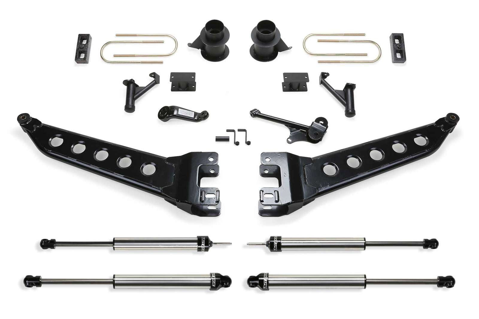 Fabtech 5" Radius Arm System w/Coil Spacers & Dirt Logic Shocks Kit for 2010-2018 Ram 3500 4WD w/5" lift