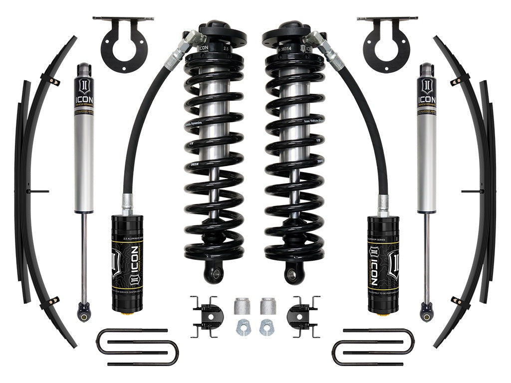 Icon 2.5-3" Stage 1 Coilover Conversion System w/Expansion Packs Kit for 2011-2016 Ford F250 Super Duty 4WD Diesel