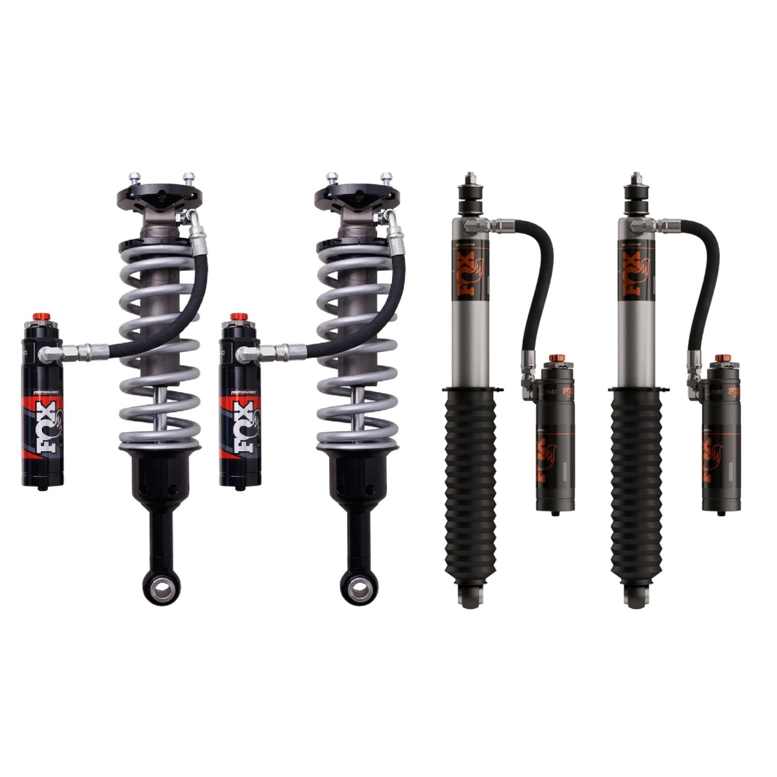 Fox 2.5 Performance Elite Adjustable Coilover w/ Reservoir + Rear Shocks Set for 2025-2026 Toyota 4Runner 4WD RWD w/1.5-3" lift HD Tune