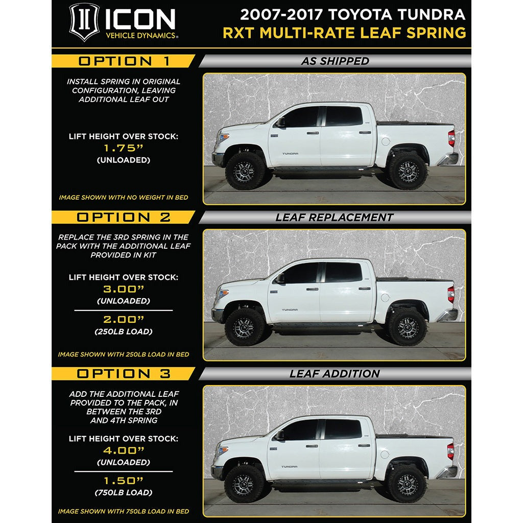 ICON 158509 Toyota Tundra Multi Rate RXT Leaf Spring Pack w/Add In Leaf