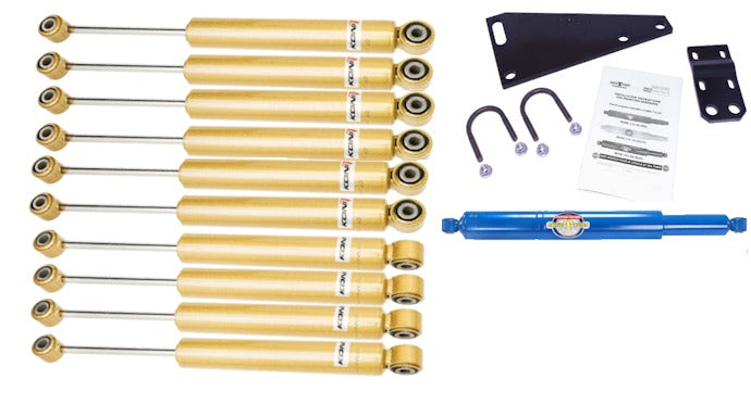 KONI FSD 10 RV Shock & Safe T Plus Steering Stabilizer Kit Roadmaster Chassis 93-07 with Tag Axle 18mm Eye to 14.5mm Eye for 1 3/4" Tie Rod
