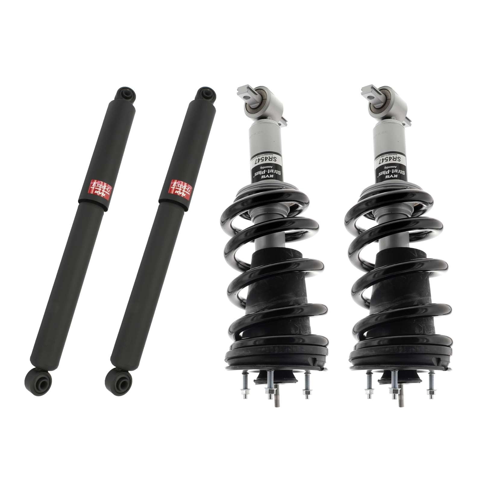 KYB Strut Plus Shocks & Spring Assembly + Rear Excel-G Shocks Set for 2014-2018 Chevrolet Silverado 1500 4WD